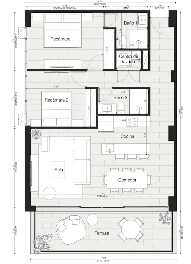 Departamento en Cancún · 115 m²