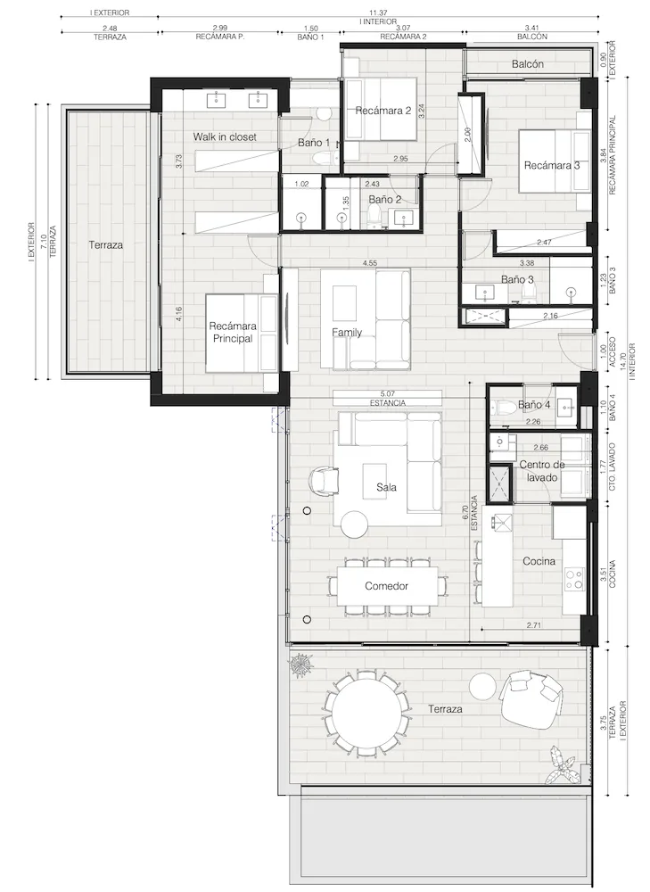 Departamento en Cancún · 203 m²