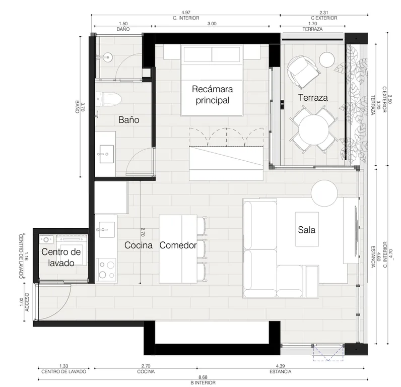Departamento en Cancún · 64 m²